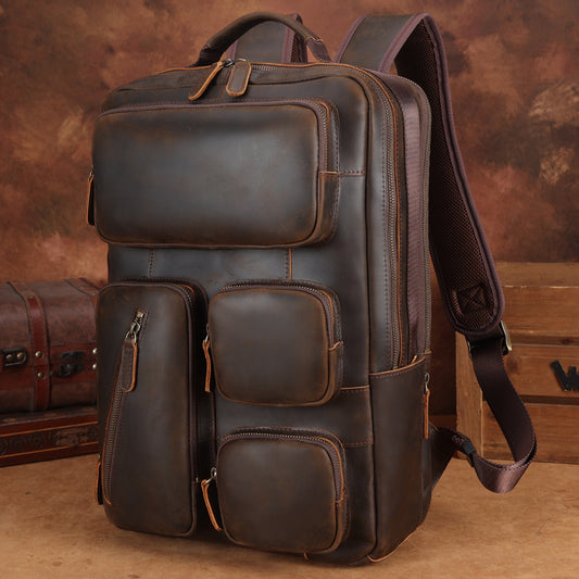 YashiSapce Retro Leather Backpack