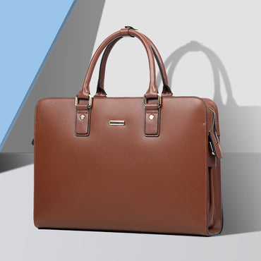 YashiSpace Men's Horizontal Leather Briefcase