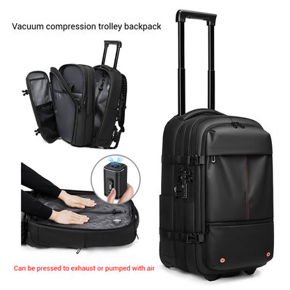 YashiSpace Vacuum Compression Trolley Backpack Dual-purpose Travel Suitcase