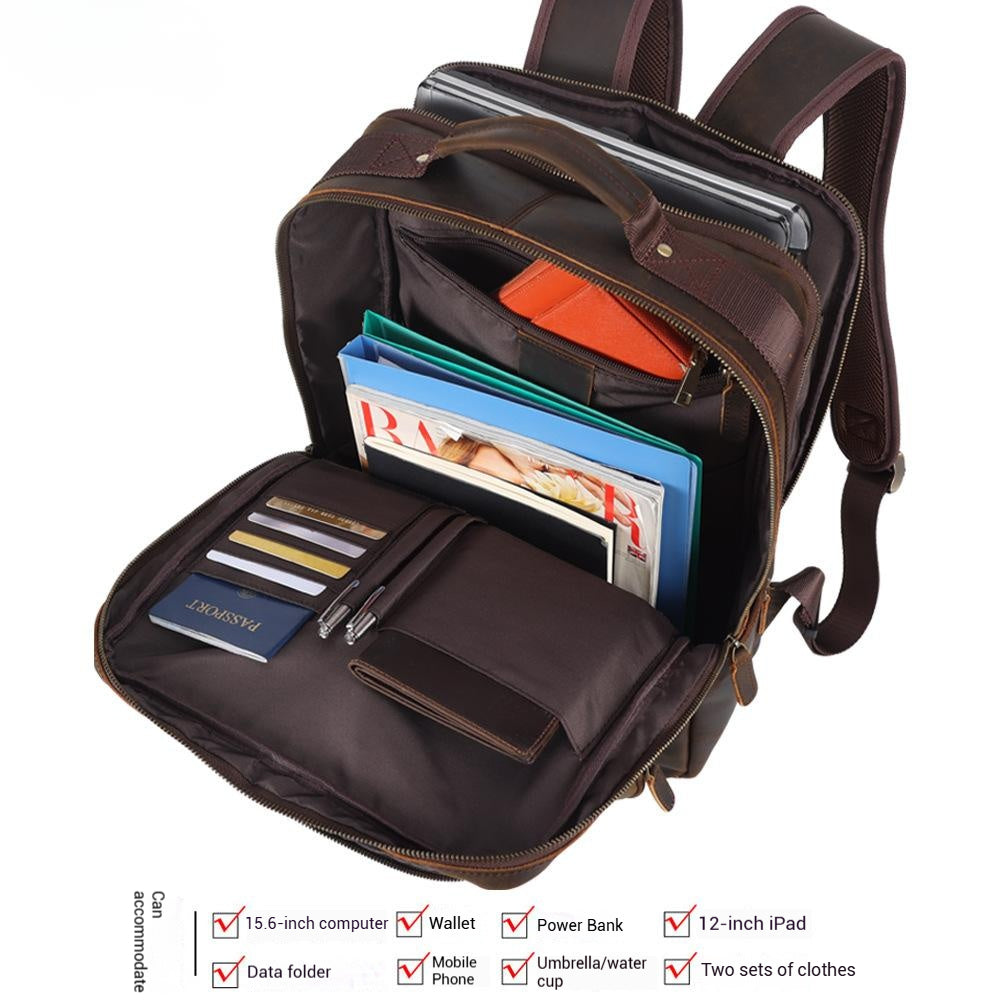 YashiSapce Retro Leather Backpack