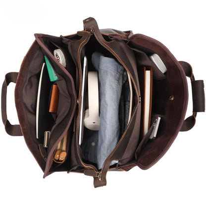 YashiSpace First Layer Cowhide Multi-functional Travel Tote Bag