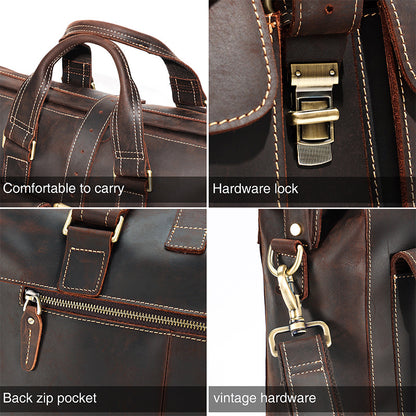 YashiSpace Rustic Craftsman Leather Briefcase