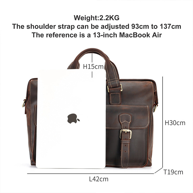 YashiSpace Rustic Craftsman Leather Briefcase