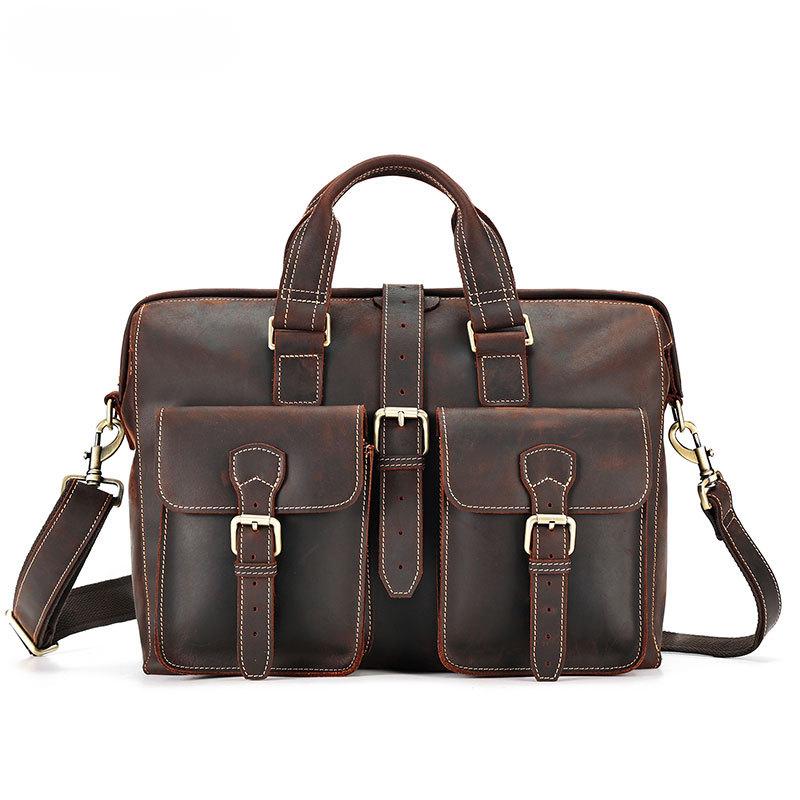 YashiSpace Rustic Craftsman Leather Briefcase