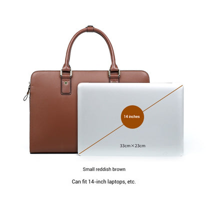 YashiSpace Men's Horizontal Leather Briefcase