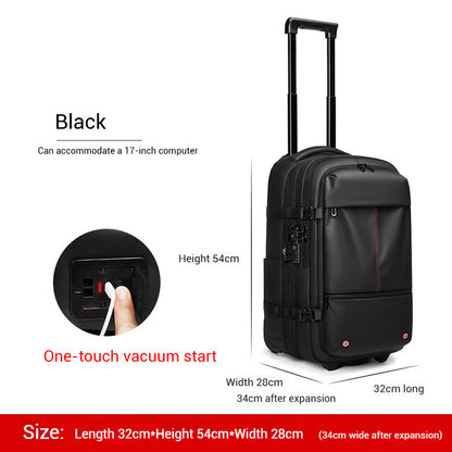 YashiSpace Vacuum Compression Trolley Backpack Dual-purpose Travel Suitcase