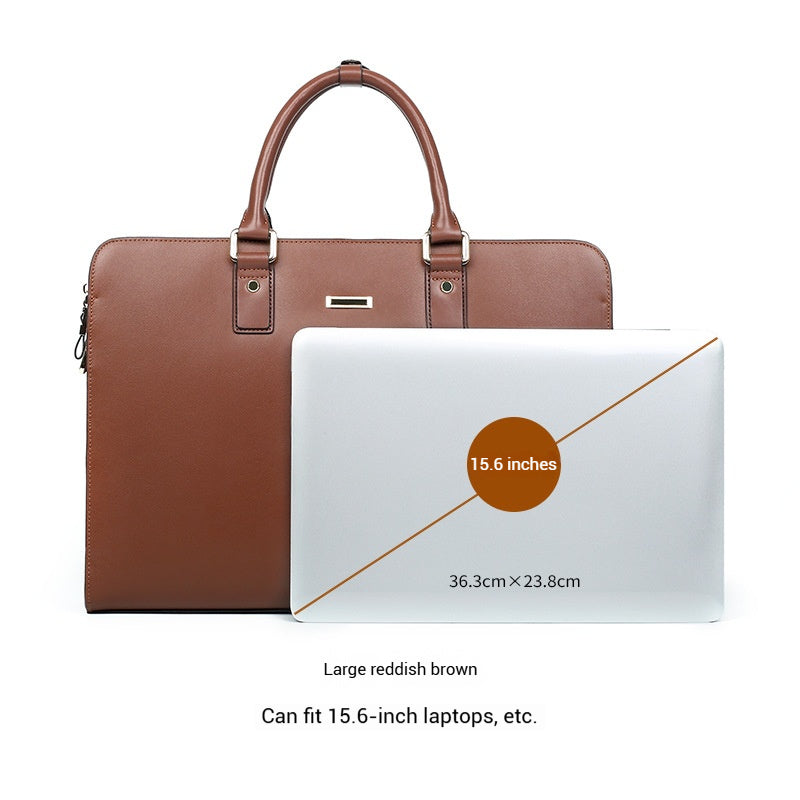 YashiSpace Men's Horizontal Leather Briefcase