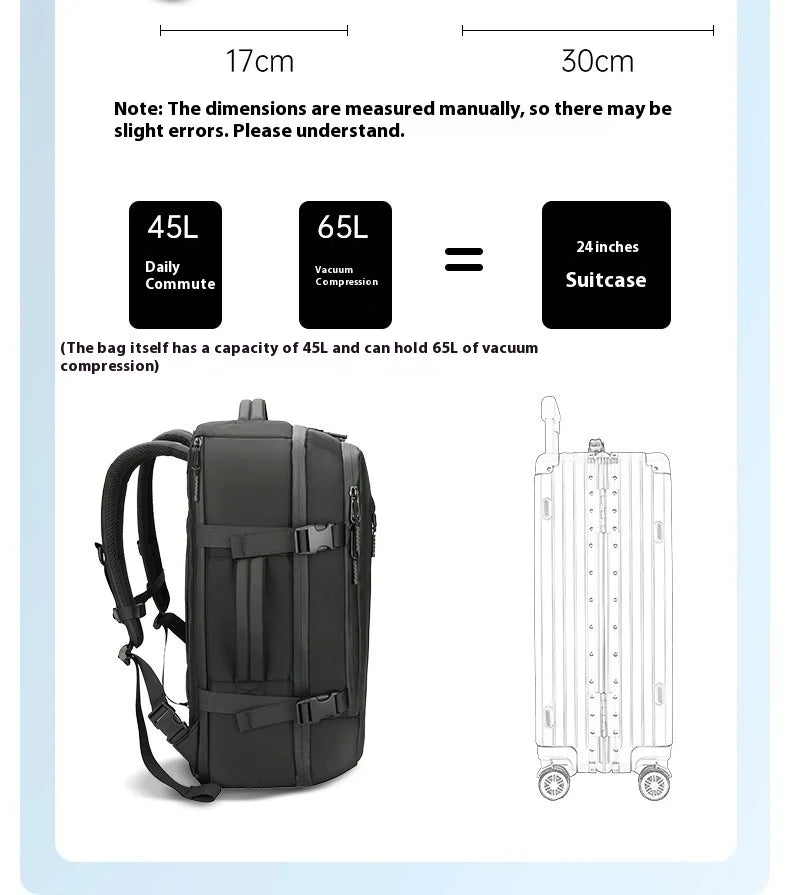 Backpack Vacuum Compression Simple Large Capacity Expansion Men's Premium Travel Backpack