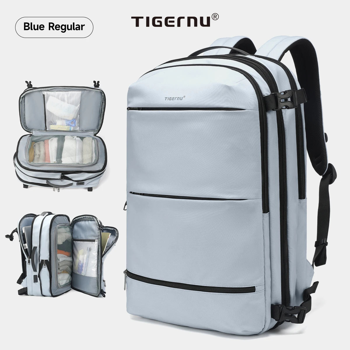 Tigernu Vacuum Backpacks Men Expandable Bags 17inch Laptop Backpack Bags Male Travel Backpacks Large Capacity Backpack Women Bag
