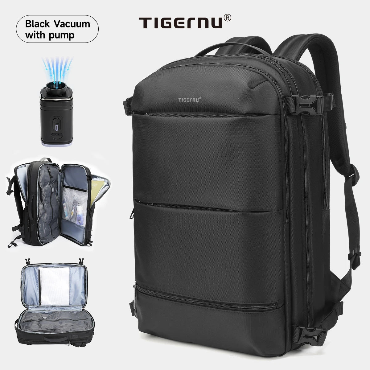 Tigernu Vacuum Backpacks Men Expandable Bags 17inch Laptop Backpack Bags Male Travel Backpacks Large Capacity Backpack Women Bag