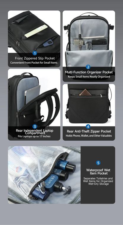 Tigernu Vacuum Backpacks Men Expandable Bags 17inch Laptop Backpack Bags Male Travel Backpacks Large Capacity Backpack Women Bag