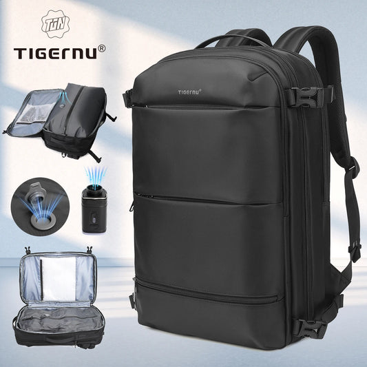 Tigernu Vacuum Backpacks Men Expandable Bags 17inch Laptop Backpack Bags Male Travel Backpacks Large Capacity Backpack Women Bag
